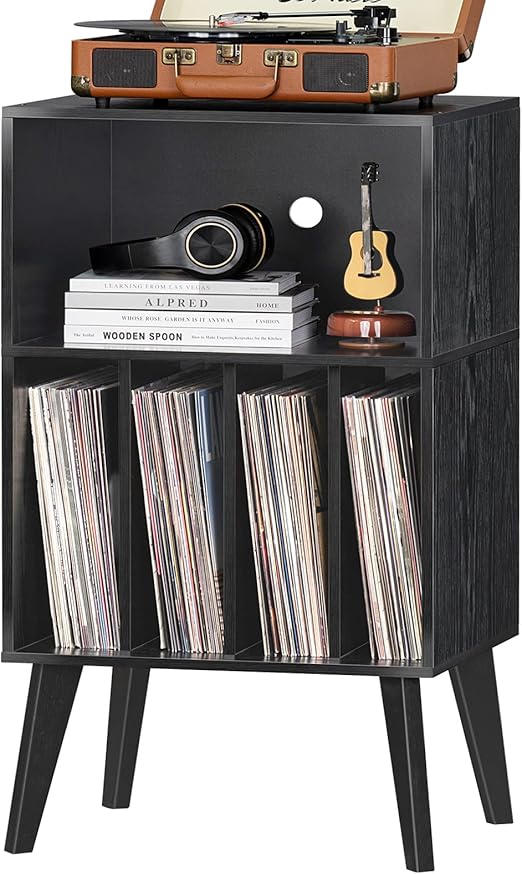 Lerliuo Record Player Stand, Black Turntable Stand Holds up
