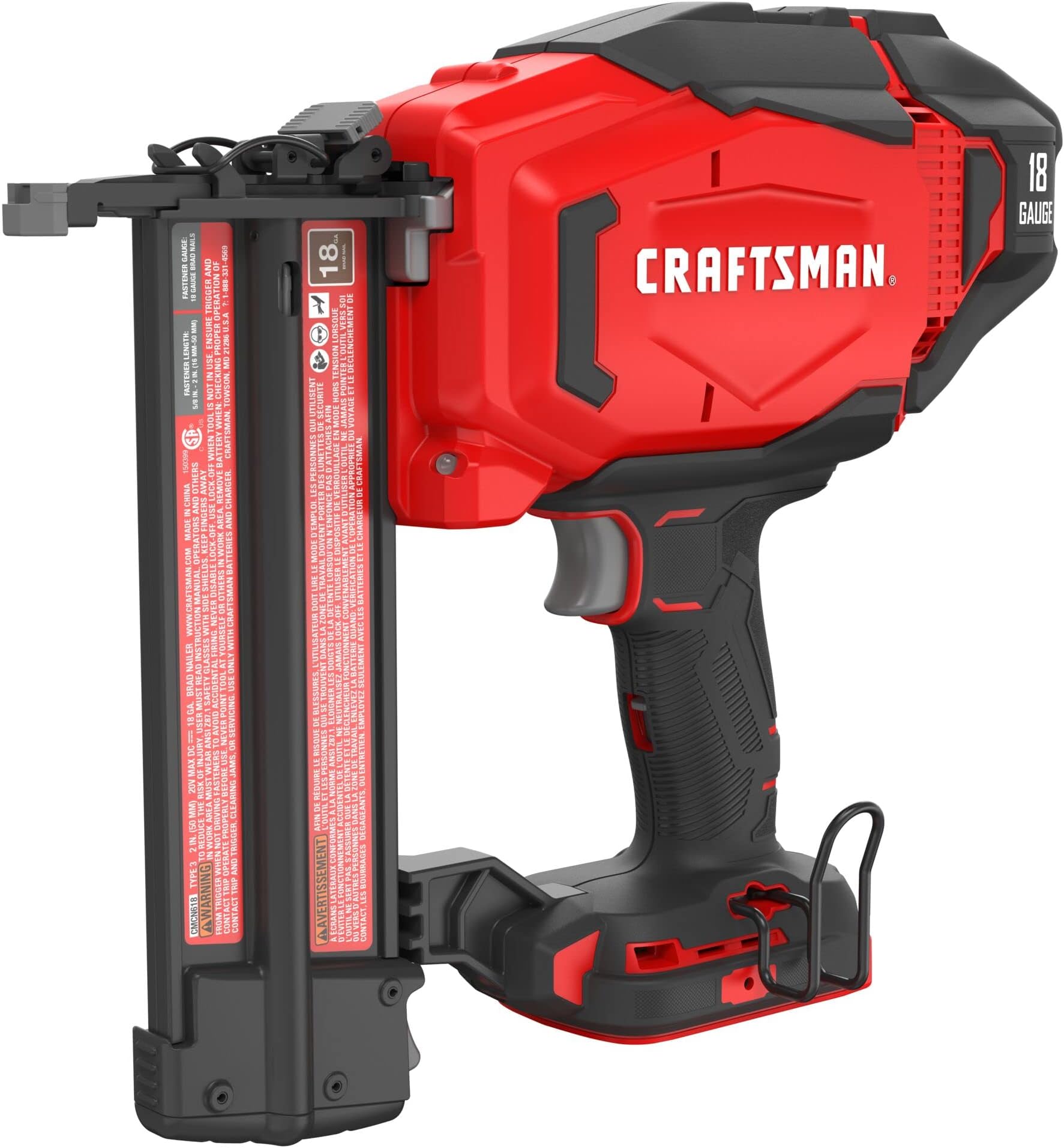 CRAFTSMAN V20 Brad Nailer, 18GA, Cordless, Bare Tool Only (CMCN618B)