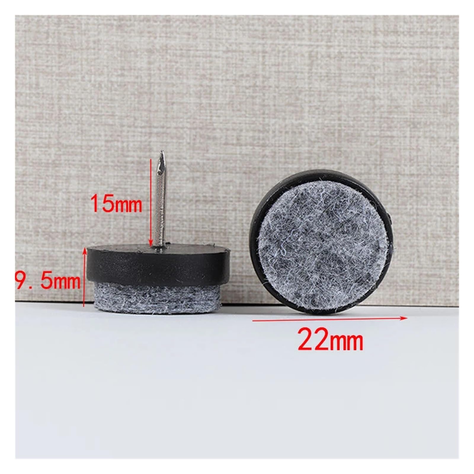 Juego de 24 protectores de suelo para patas de silla, negro/blanco/marrón, alfombra redonda de fieltro de 14 a 28 mm para protección del hogar, mesa, sofá, silencioso (Black-22 mm)