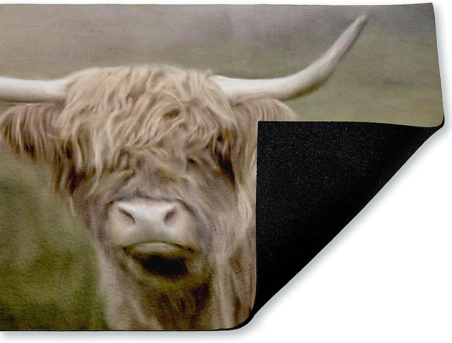 Stupell Industries Highland Cattle Dreams Outdoor Door Mat, Durable Non-Slip Unwoven Mat with Recycled Rubber Backing, Weather-Resistant Rustic Farmhouse Cattle Design by Kim Allen, 18"x30"