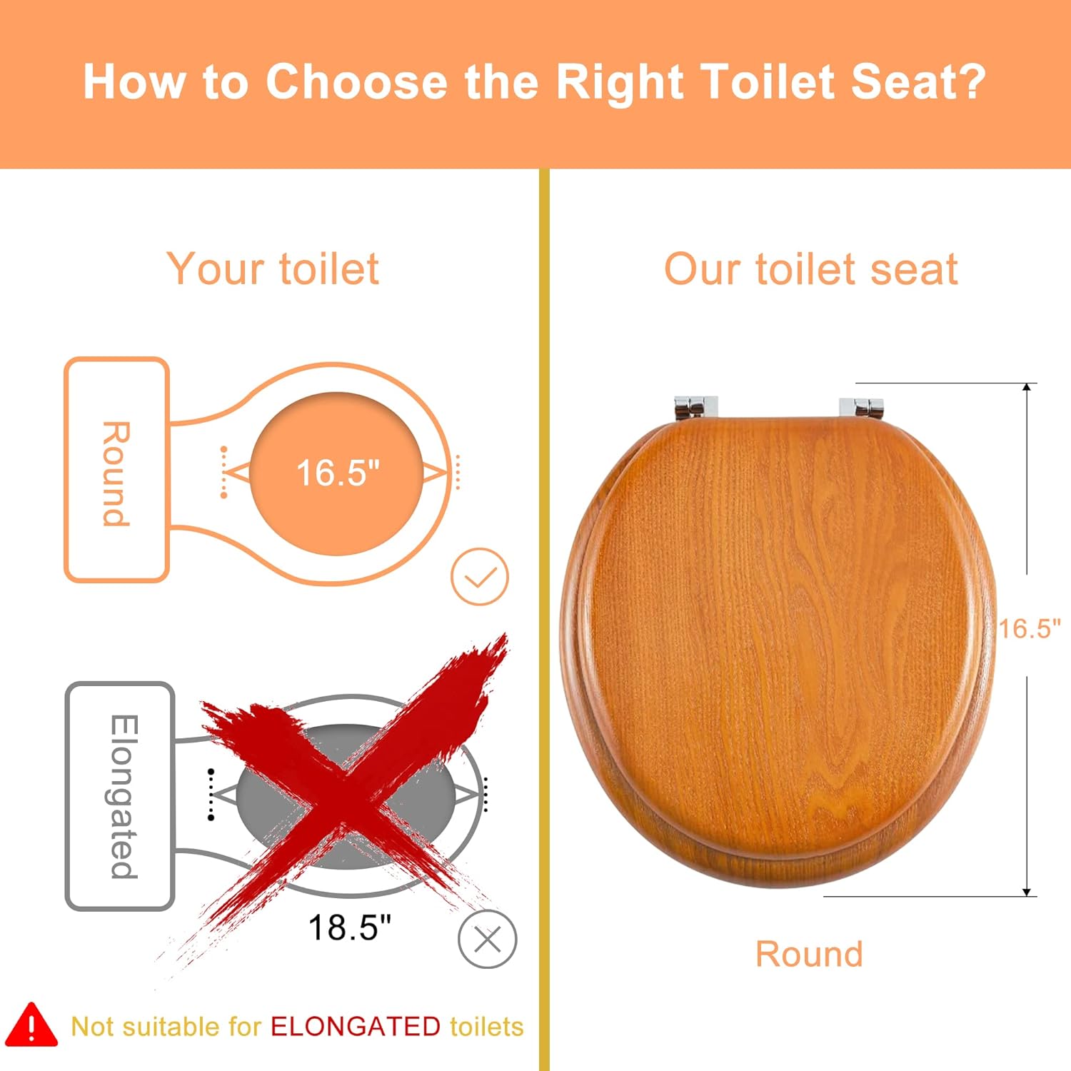 thumbnail image 2 of Angel Shield Wood Veneer Natural Toilet Seat With Quiet Close Easy Clean Quick Release Hingesround Wood 2 of 14
