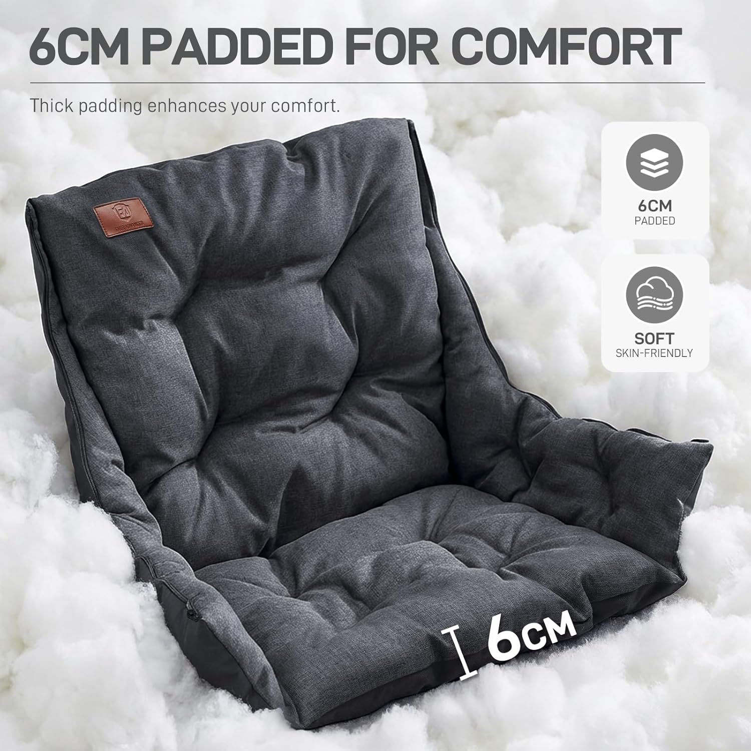 EVER ADVANCED XL Camping Chair with Detachable Cushion, Mesh Chair for Adults Foldable, Oversized Heavy Duty Folding Chair with Cooler Mesh Pocket Cupholder Outdoor Fishing, Supports 400LBS Black