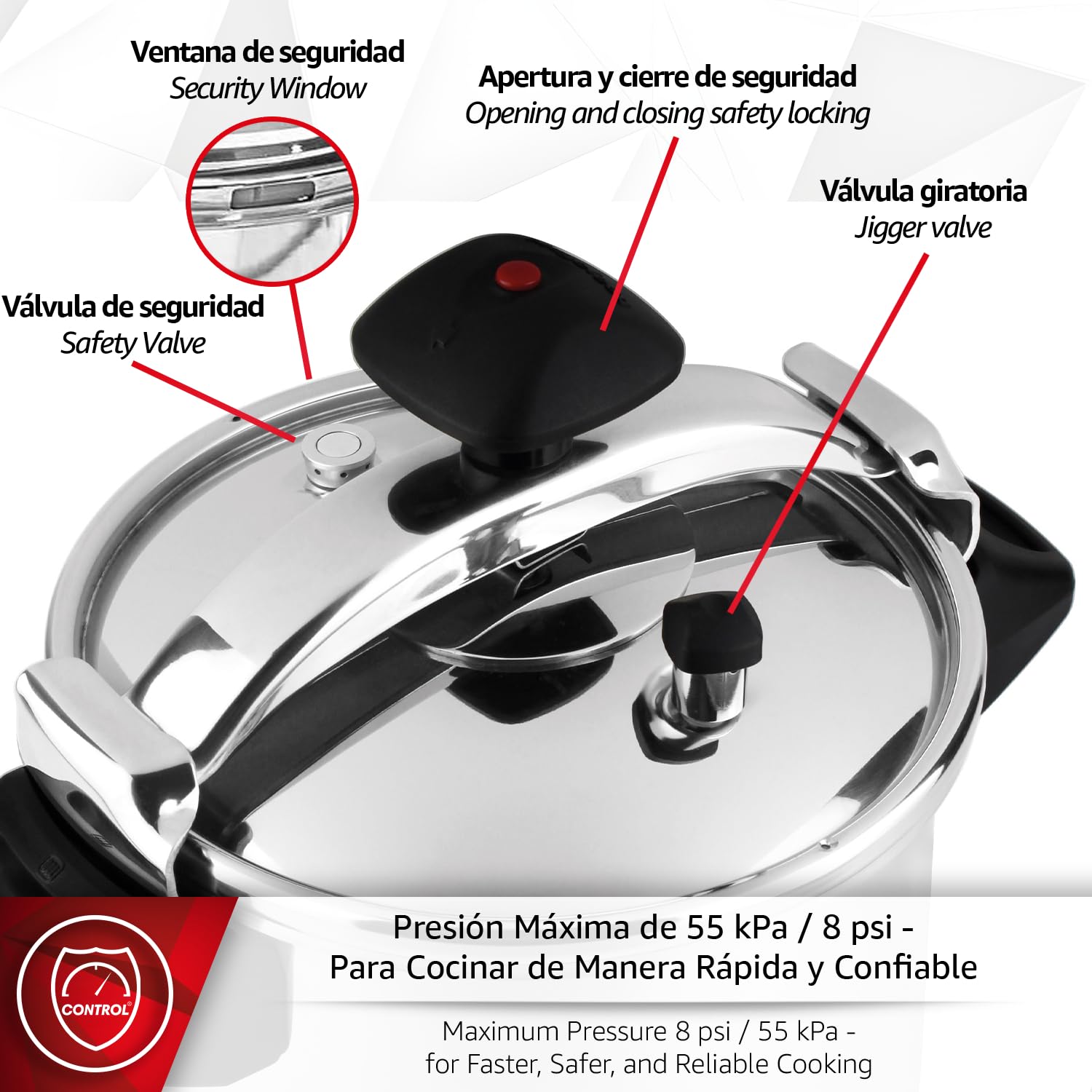 Magefesa Inoxtar - Autocuiseur Traditionnel 10L, Acier Inoxydable 18/10, Induction, Cuisson Saine, Bouton Rotatif, Fond Thermo-Diffuseur 5 Couches
