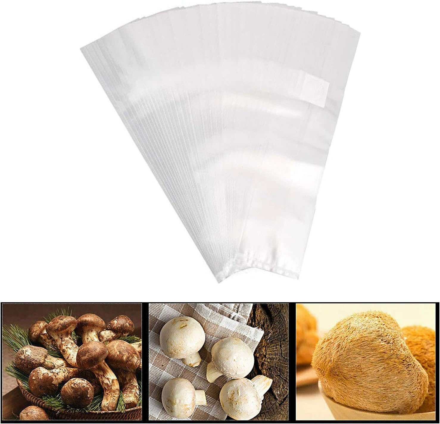 Lehom Mushroom Grow Bags 50 Pack Large Mushroom Bags 3 Mil Micron Filter Breathable Cultivation Spawn Bags Polypropylene Mushroom Growing Bags