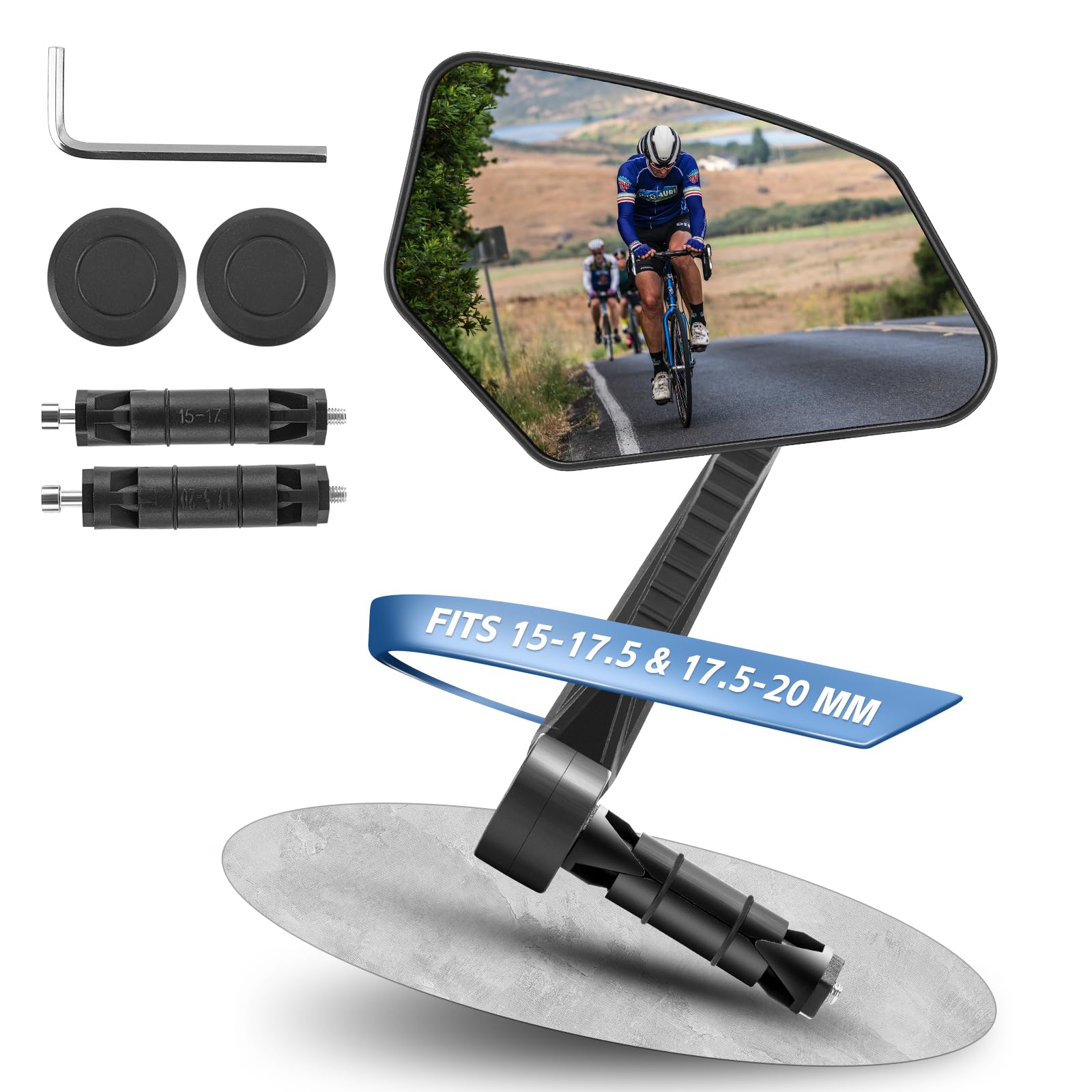CYCLESPEED Bike Mirror, HD Automotive Grade Glass Bicycle Rear View Mirror, 360°Adjustable Bar End Mirrors for E-bike, Mtb, Folding Bicycle, and Scooter, Fits 15-20 mm Handlebars