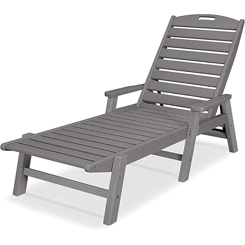 POLYWOOD NCC2280GY Nautical Arms Chaise, Slate Grey