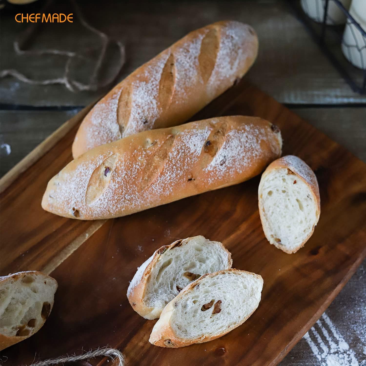 CHEFMADE Perforated Baguette Pan, Non-stick 3-slot French Bread Baking Loaf Bakeware for oven (Black)
