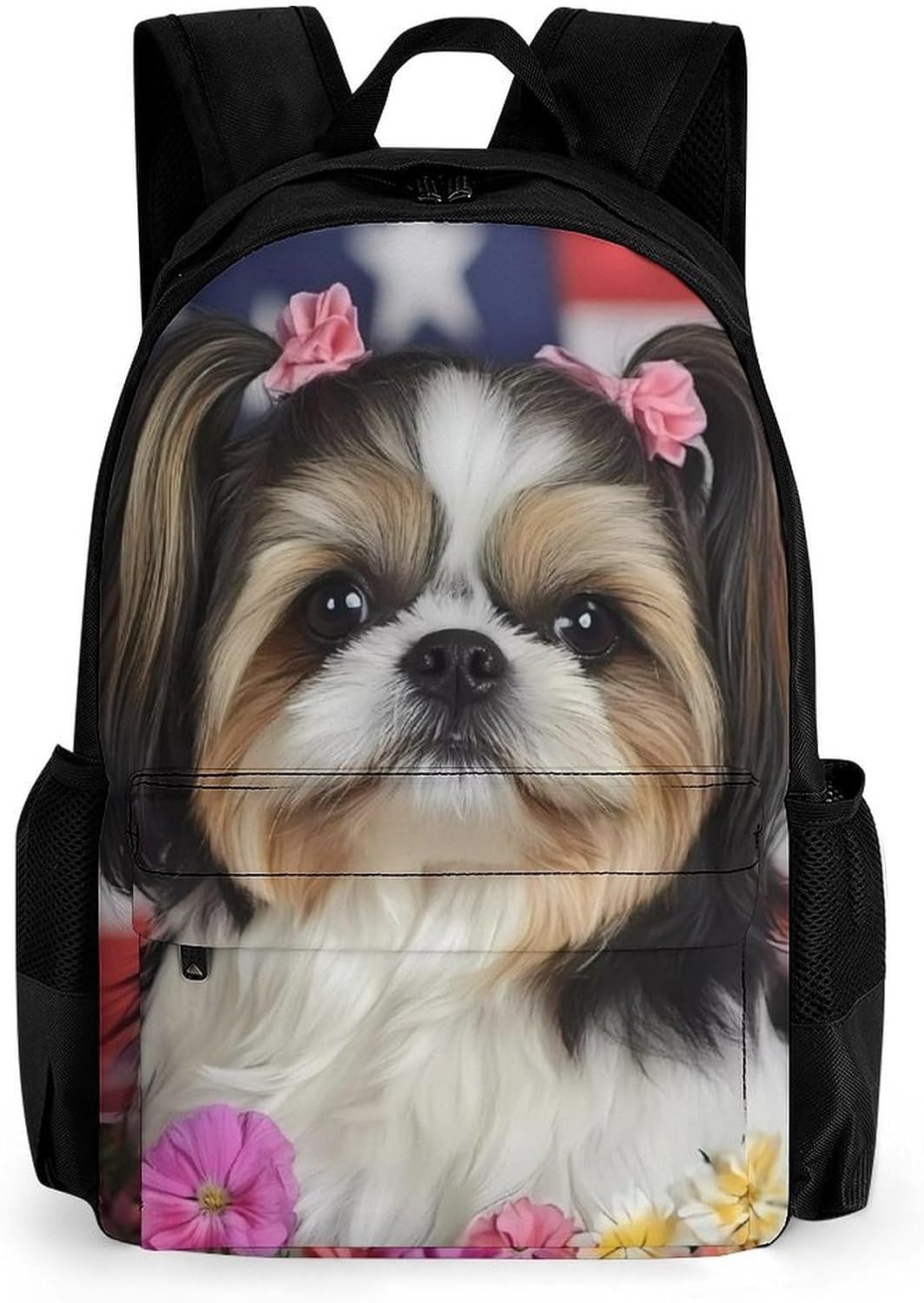 Shih Tzu Dog And Flowers Laptop Backpack for Men Women Fashion Computer Bag Business Travel Daypack