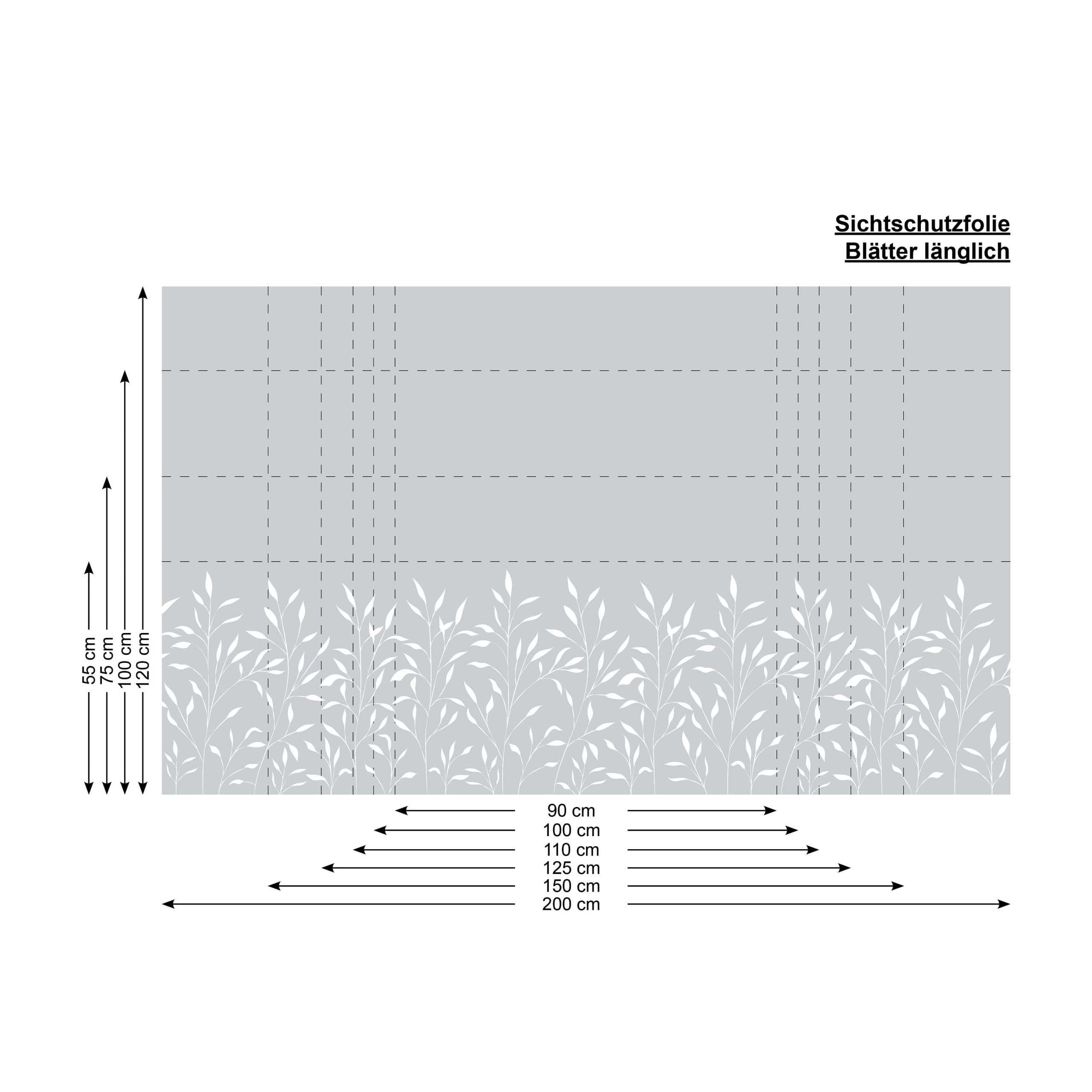 Sichtschutzfolie mit zarten Gräsern Fensterfolie Fensterdeko Milchglasfolie, 100 cm hoch, 65 cm breit