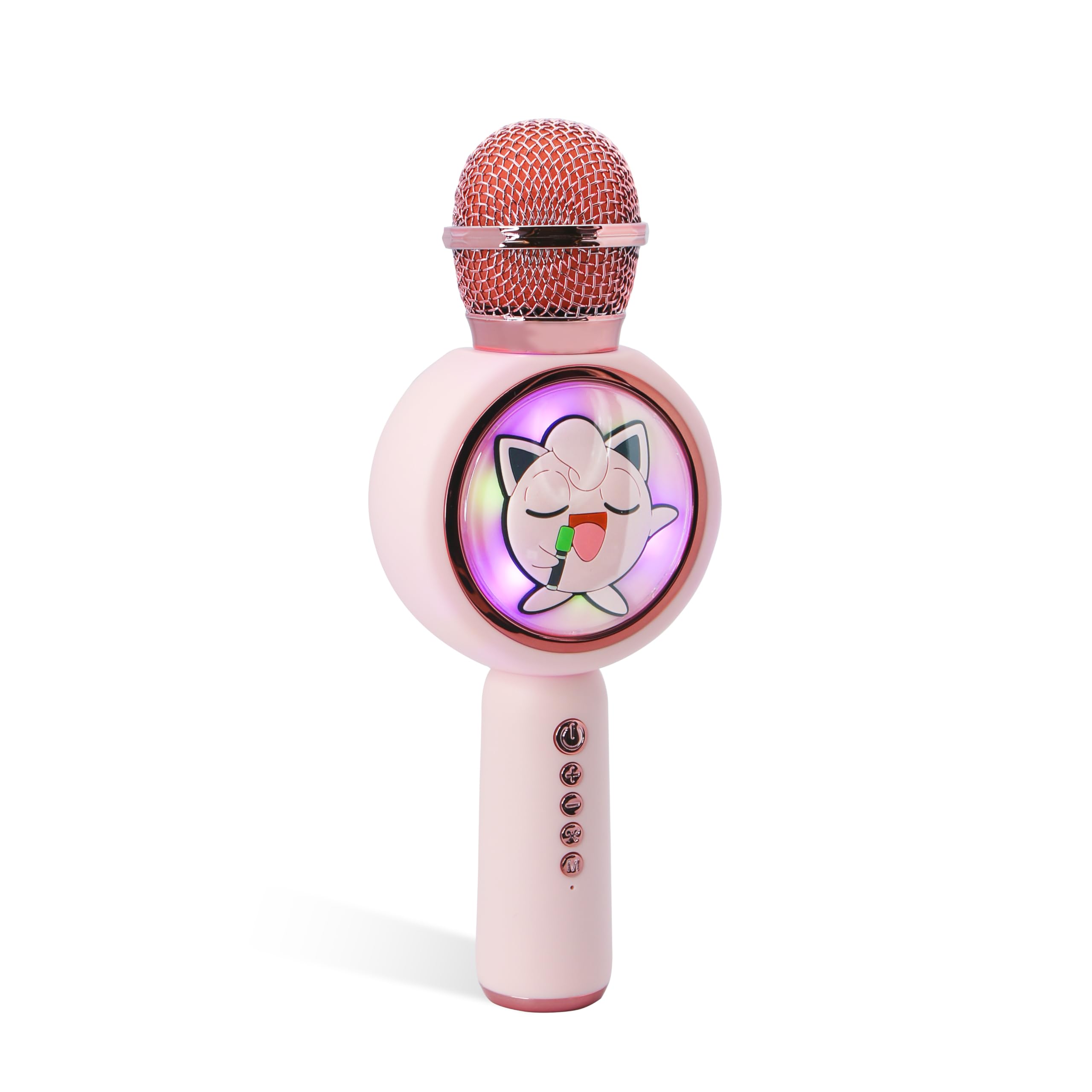 OTL Technologies Pokemon Jiggly Puff Popsing - Micrófono inalámbrico para karaoke con luz LED, modo cambiador de voz, color rosa