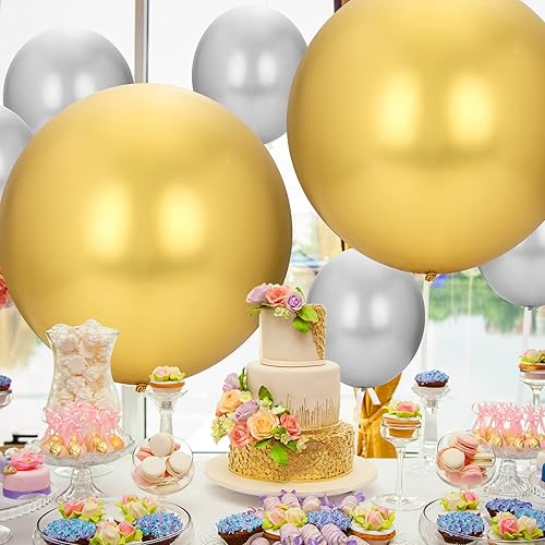 Miniatura 7 de 3 globos metálicos grandes de 36 pulgadas, globos de látex gigantes brillantes, globos cromados gigantes para cumpleaños, bodas, fiestas, baby