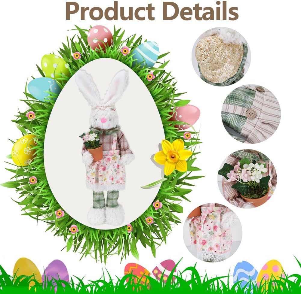 LYFJMUS 2 Pack 30 in Easter Bunny Decorations Large Rabbit Outdoor Decorations Standing Easter Rabbit Decor Statue Spring Home Decor Bunny for Home Table Office Kitchen Farmhouse