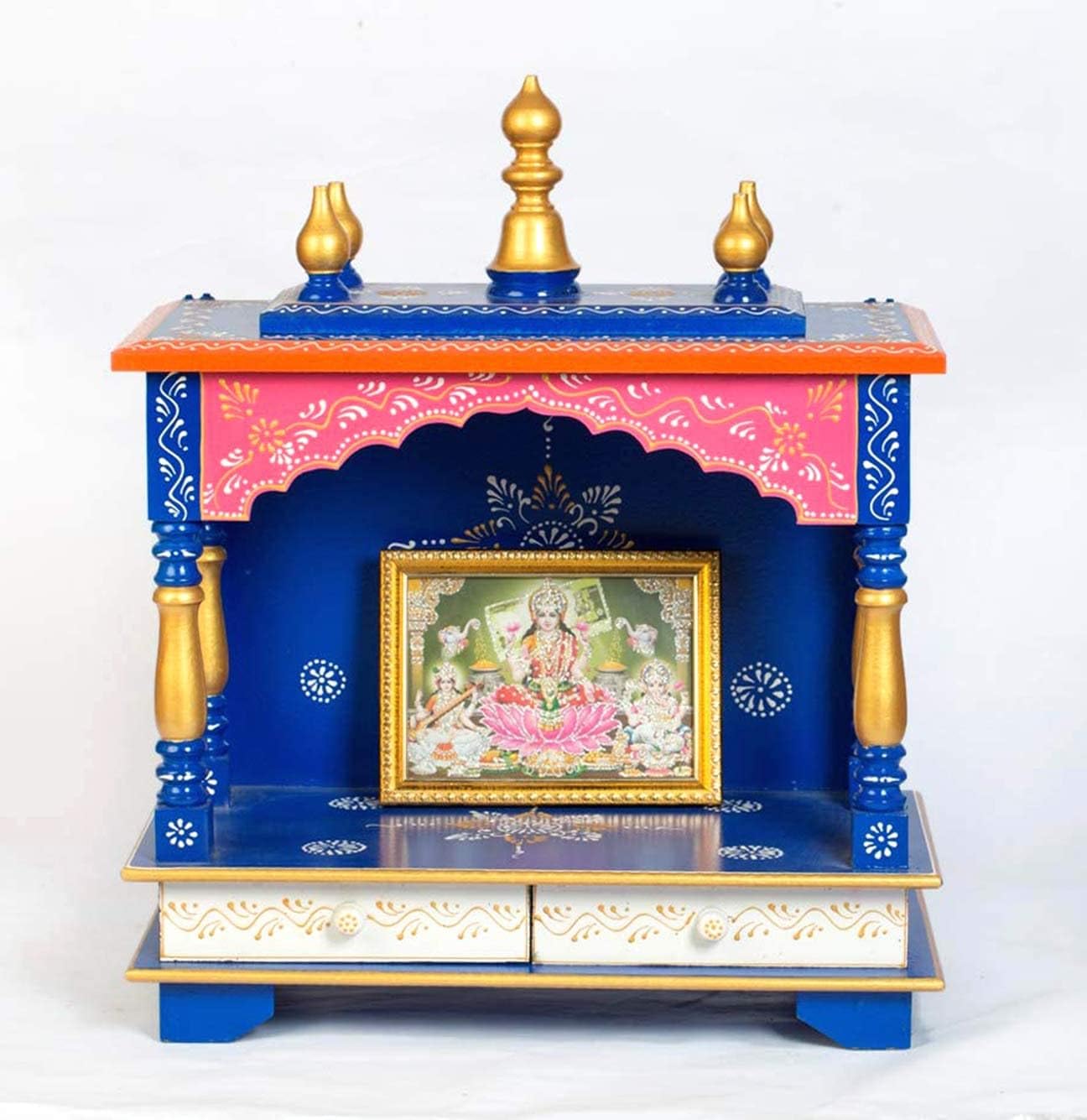 Mandir en bois Devyom de 45cm pour temple de maison et bureau