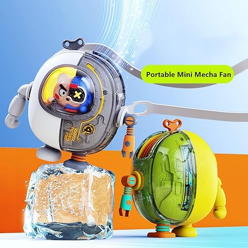 Miniatura 8 de Fantasee Ventilador Mecha portátil, ventilador de cuello de mano, 3 velocidades USB recargable, mini ventilador personal de refrigeración para niños