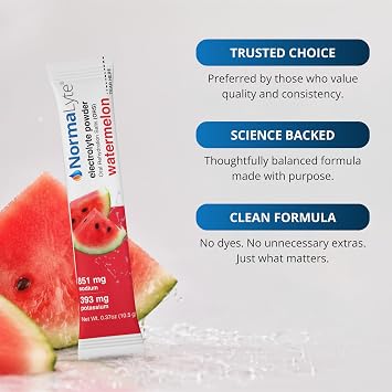 NormaLyte Watermelon - Electrolyte Powder Packets | Clinically Studied Electrolyte Drink Mix | 30 Count Effective Hydration Sticks