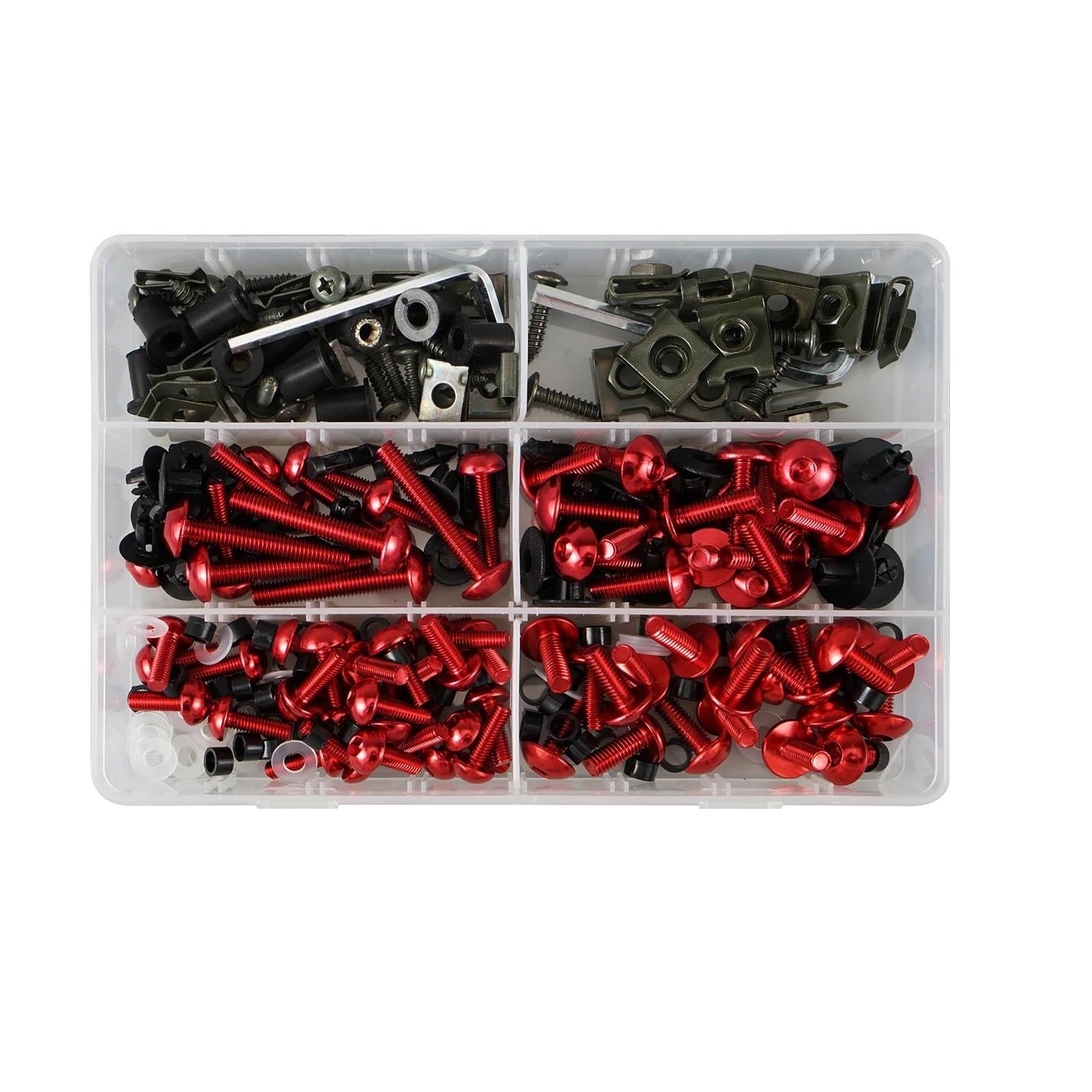 Carene Bulloni Fissaggio Kit Viti E Dadi Per Carenatura Moto Per Ducati Per Yamaha 155 Pezzi 177 190 253 Clip Di Fissaggio Bulloni Per Carrozzeria Kit Pezzi Vite Moto(Rosso,253pcs)