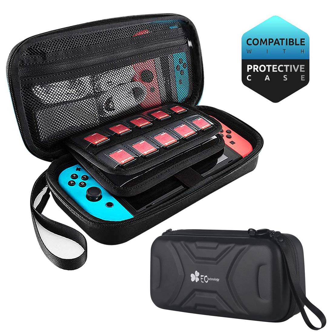 Carry Case for Nintendo Switch -EC Technology Protective Hard Portable Travel Carry Case Shell Pouch Carrying Travel Game Bag for Nintendo Switch Console & Accessories