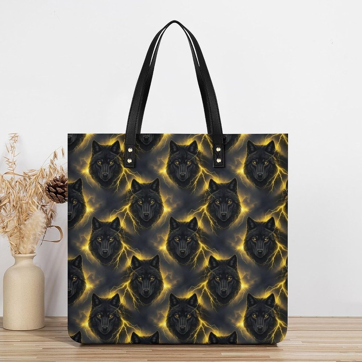 Portable Large Tote Bags for Women Casual Totes Pu Leather Grocery Shopping Bag for Travel Vacation - Image 3