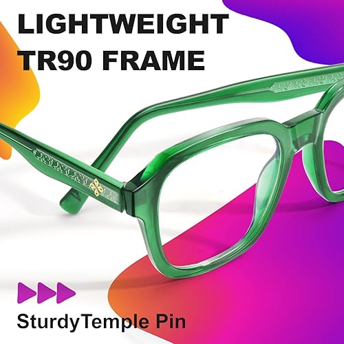 Miniatura 8 de VISOONE BENNETT - Gafas cuadradas de gran tamaño con bloqueo de luz azul para computadora para mujeres y hombres