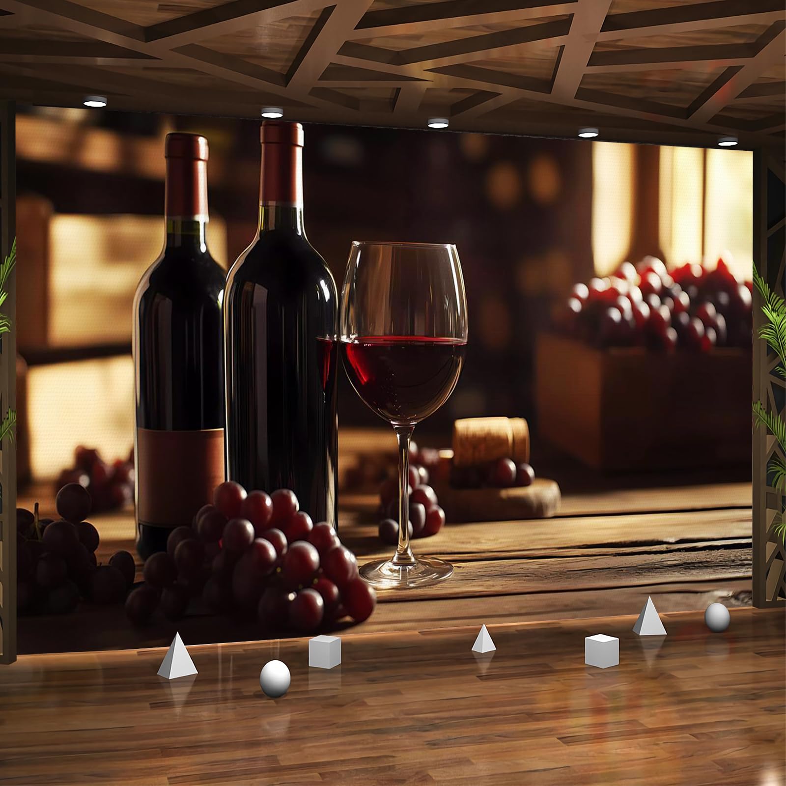 Générique Papier Peint Panoramique 3D 366x254 cm Verre à Vin Rouge Non-tissé Murale Maison Décoration Intérieure L'art Du Vin pour Chambre Salon Mur TV Artistique Poster Décoration Murale 1M1318