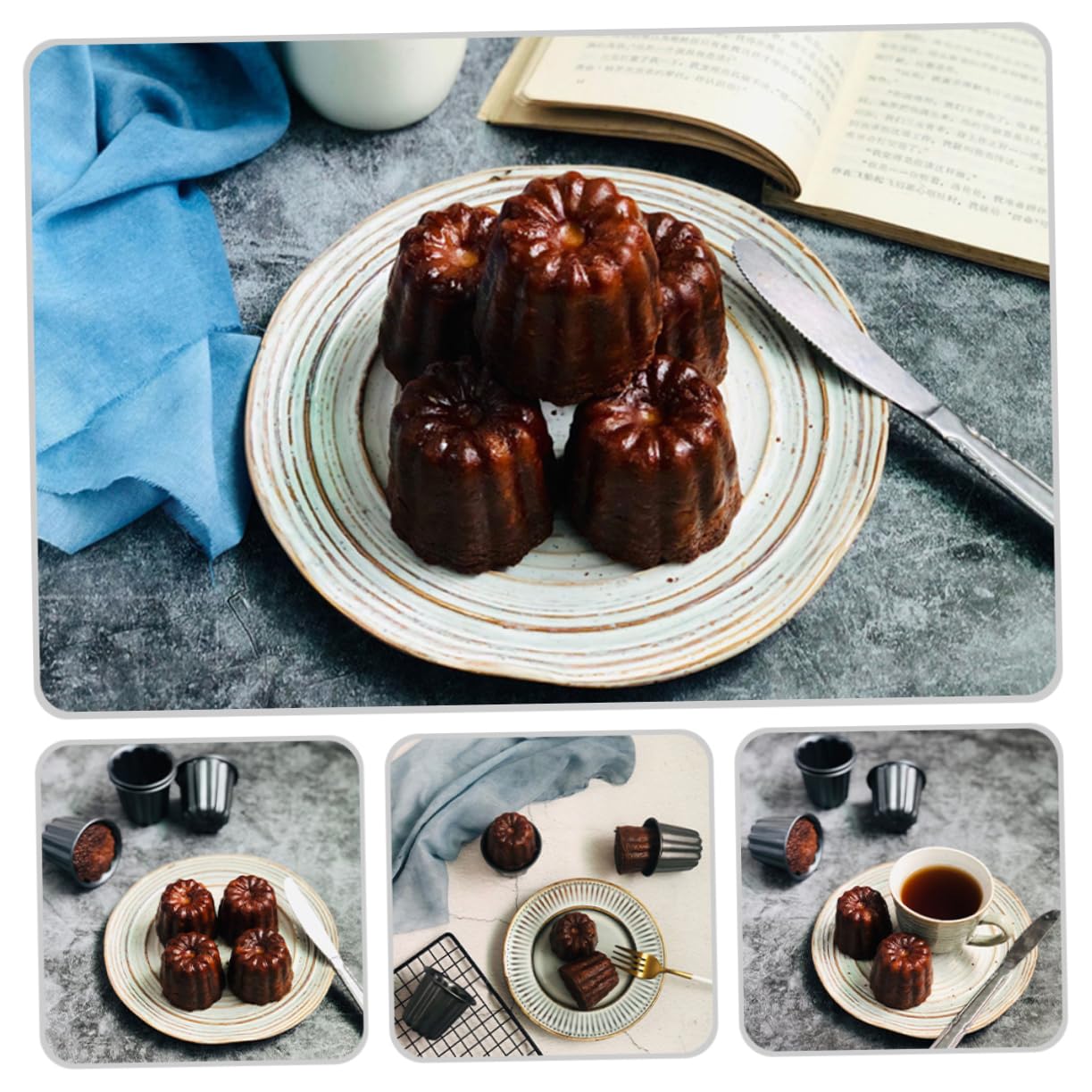 TOPBATHY Lot de 2 Moules à Muffins Antiadhésifs en Métal pour Un Démoulage Facile (4 Pièces)