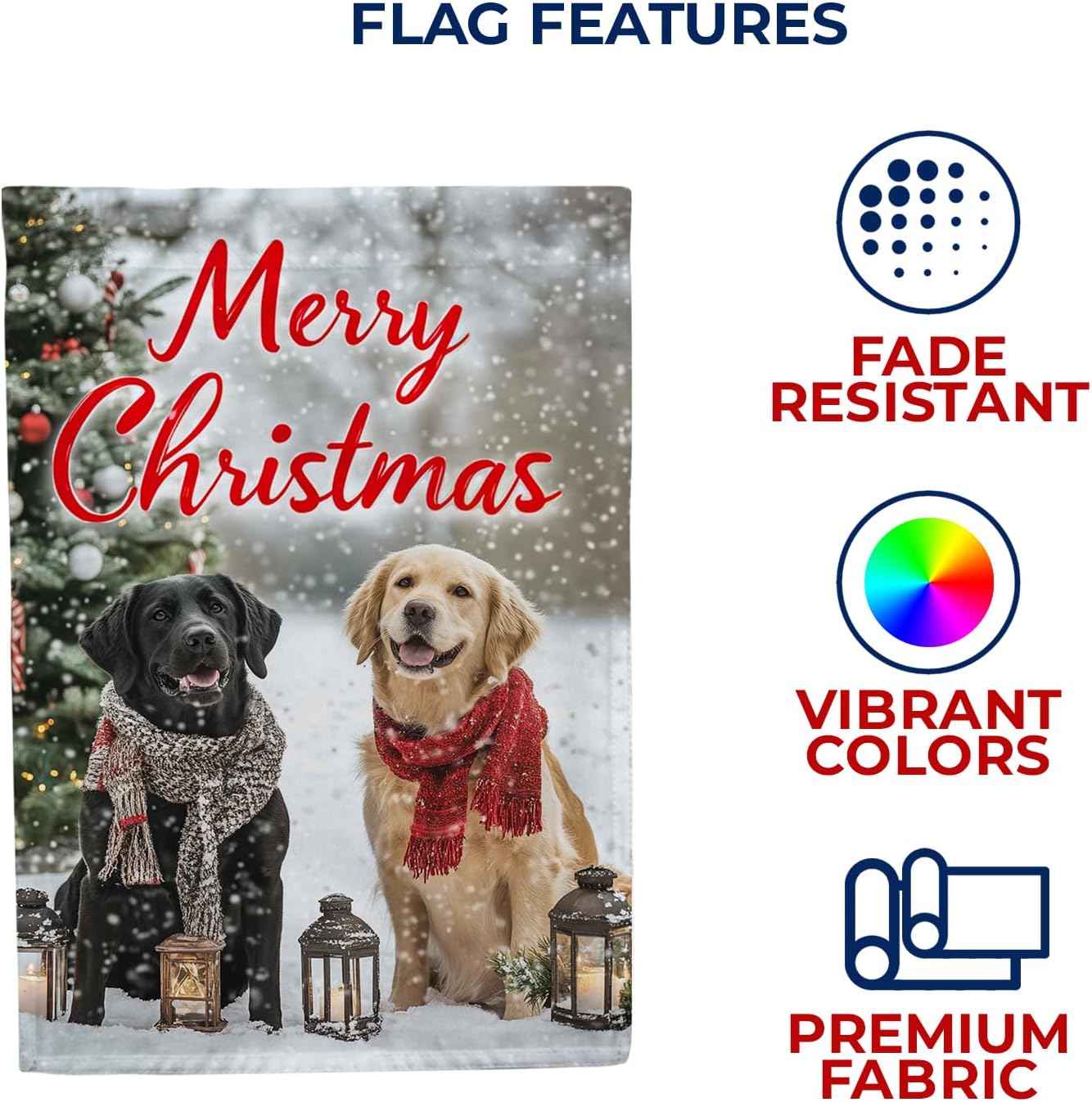 America Forever Merry Christmas Dogs Garden Flag,12.5 x 18 inches Double Sided,Black Lab and Golden Retriever,Festive Winter Decor Outdoor Seasonal Flags for Yard,Lawn - Image 5