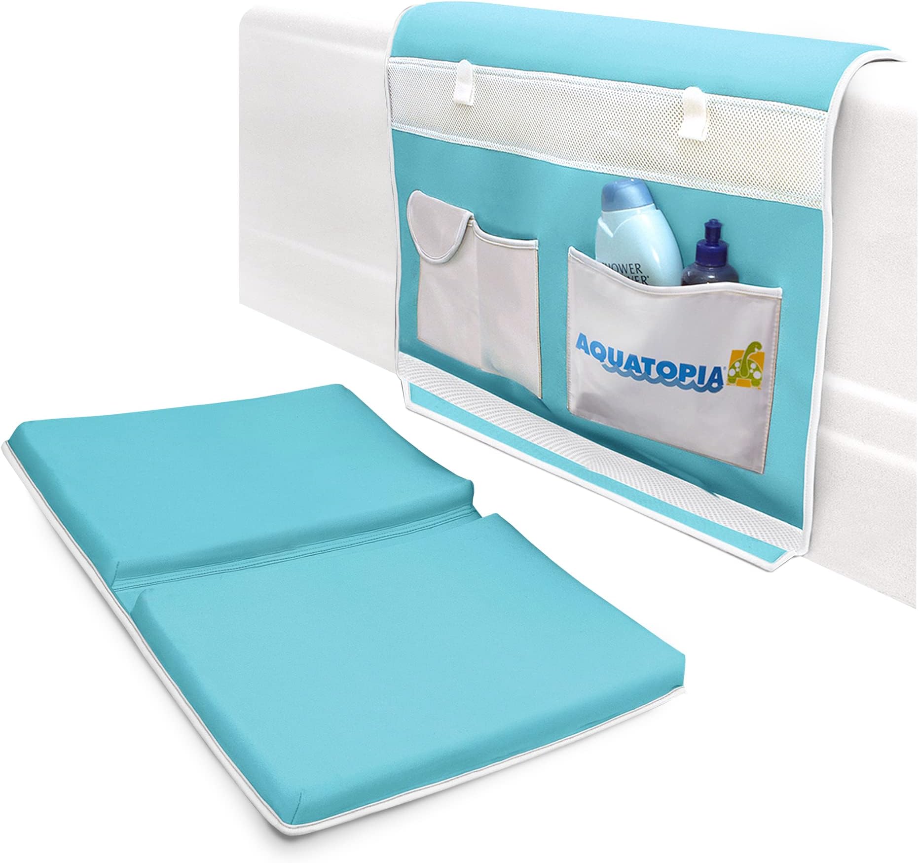 AQUATOPIA, Safety Bath-Time Cushioned Easy Kneeler & Detachable Elbow Rest, Blue