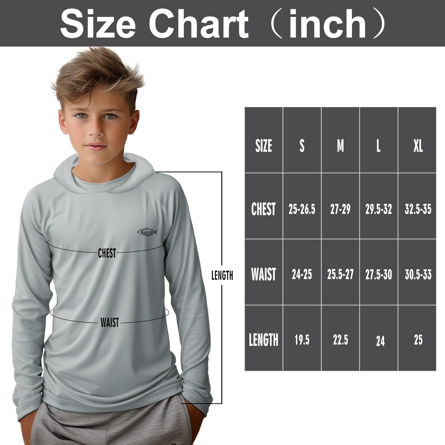 Palmyth Boys Fishing Shirt Youth Hoodie UPF 50+ Sun Protection Long Sleeve - Image 6
