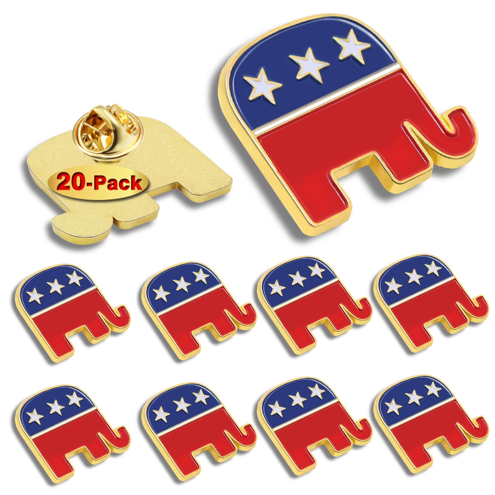 10/20/50/100Pcs Grand Old Party GOP Elephant Enamel Pins Bluk -Show Your Support for Grand Old Party 2024 Presidential Election