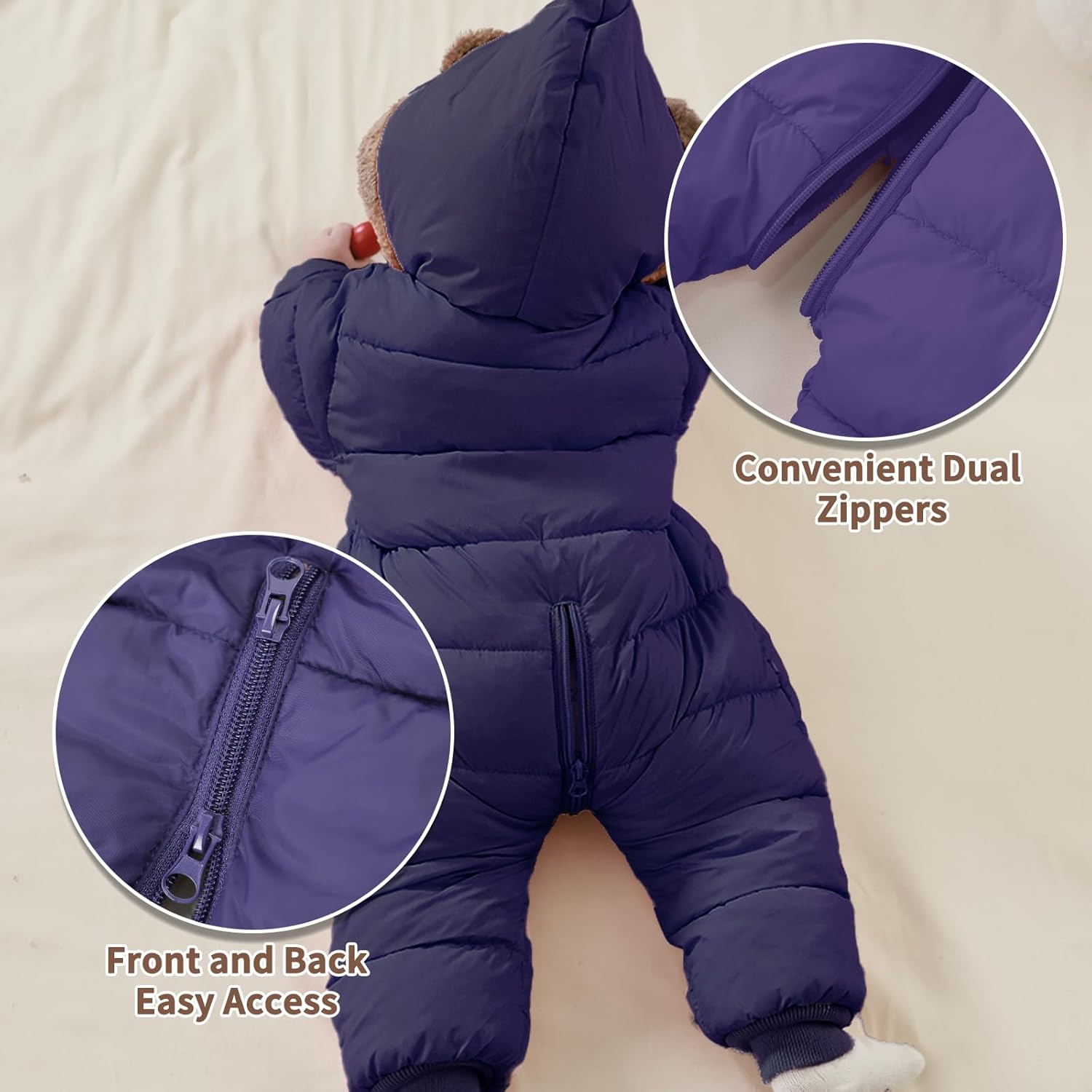 XIFAMNIY Newborn Winter Snowsuit Baby Infant Boys Girls Bear Outfit Warm Jumpsuit Outwear Romper Coat Clothes - Image 3