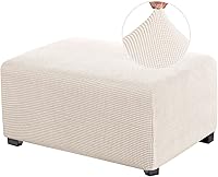 Vista 9 de Funda Elástica para Otomán Fundas para Otomán Rectangulares para Sala de Estar Taburete Reposapiés Fundas Elásticas para Adaptarse al Reposapiés