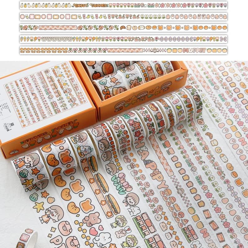 Miniatura 2 de 12 rollos de cinta kawaii de arte washi, suministros de oficina para la escuela, estética, juego de cinta adhesiva decorativa de dibujos animados,