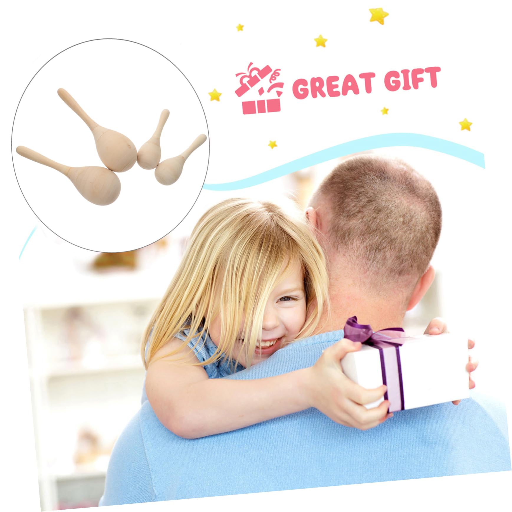 Toddmomy 12stücke Holzmaracas für Junge Mädchen DIY Maracas-rasseln aus Holz Musikinstrumente für Kinderpartys Rassel-musikinstrumente zum Bemalen
