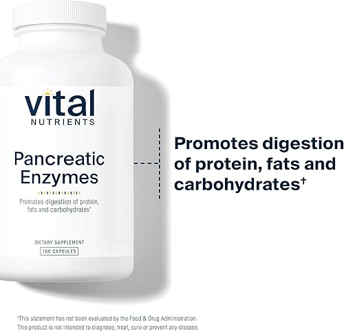 Miniatura 9 de Vital Nutrients Enzimas pancreáticas 1000 mg fuerza completa - Suplemento de digestión con proteasa amilasa y lipasa - Enzimas digestivas - Sin