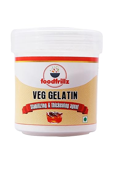 foodfrillz Veg Gelatin Powder, 25 g for Jelly Making Food Grade and Face Mask, Gelatin for Cooking Baking, Candies, Marshmallows, Cakes, Ice Cream Gelatin Powder for vegetarian jellies, puddings, thickening and stabilizing agent