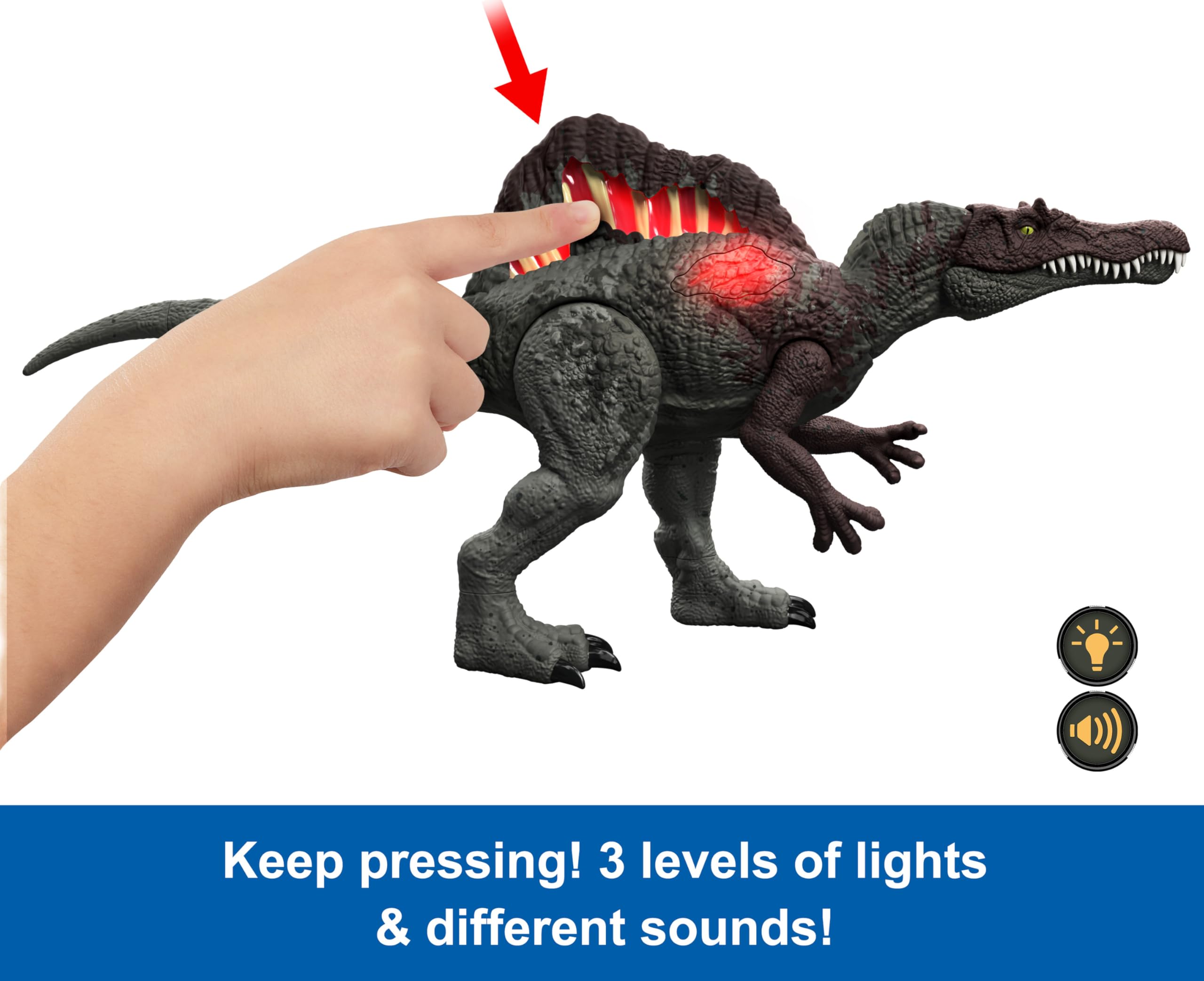 Jurassic World Spinozaur Atak: dinosauro lungo 53 cm con artigli d'attacco