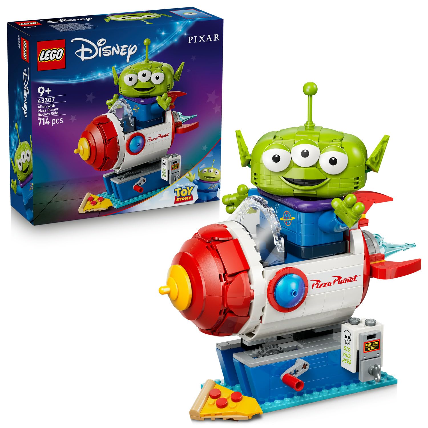 LEGO Disney ve Pixar Oyuncak Hikayesi Pizza Gezegeni Roketli Uzaylı 43307-9 Yaş ve Üzeri Çocuklar için Roket Makinesi ve Sürpriz Detaylar İçeren Yaratıcı Oyuncak Yapım Seti, Hediye Fikri (714 Parça)