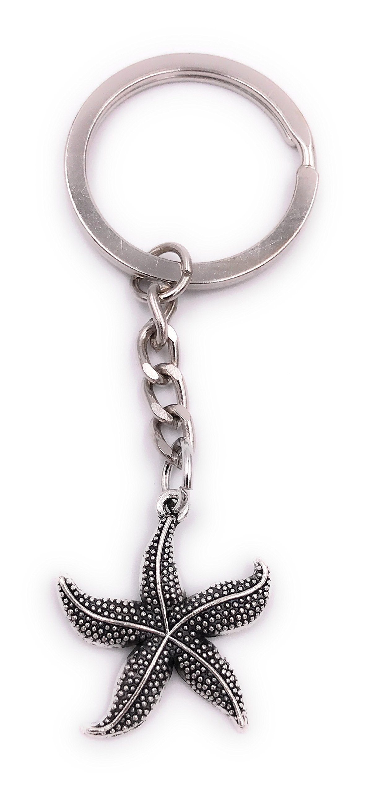 H-Customs Seestern Starfish Keychain Silver Metal Pendant