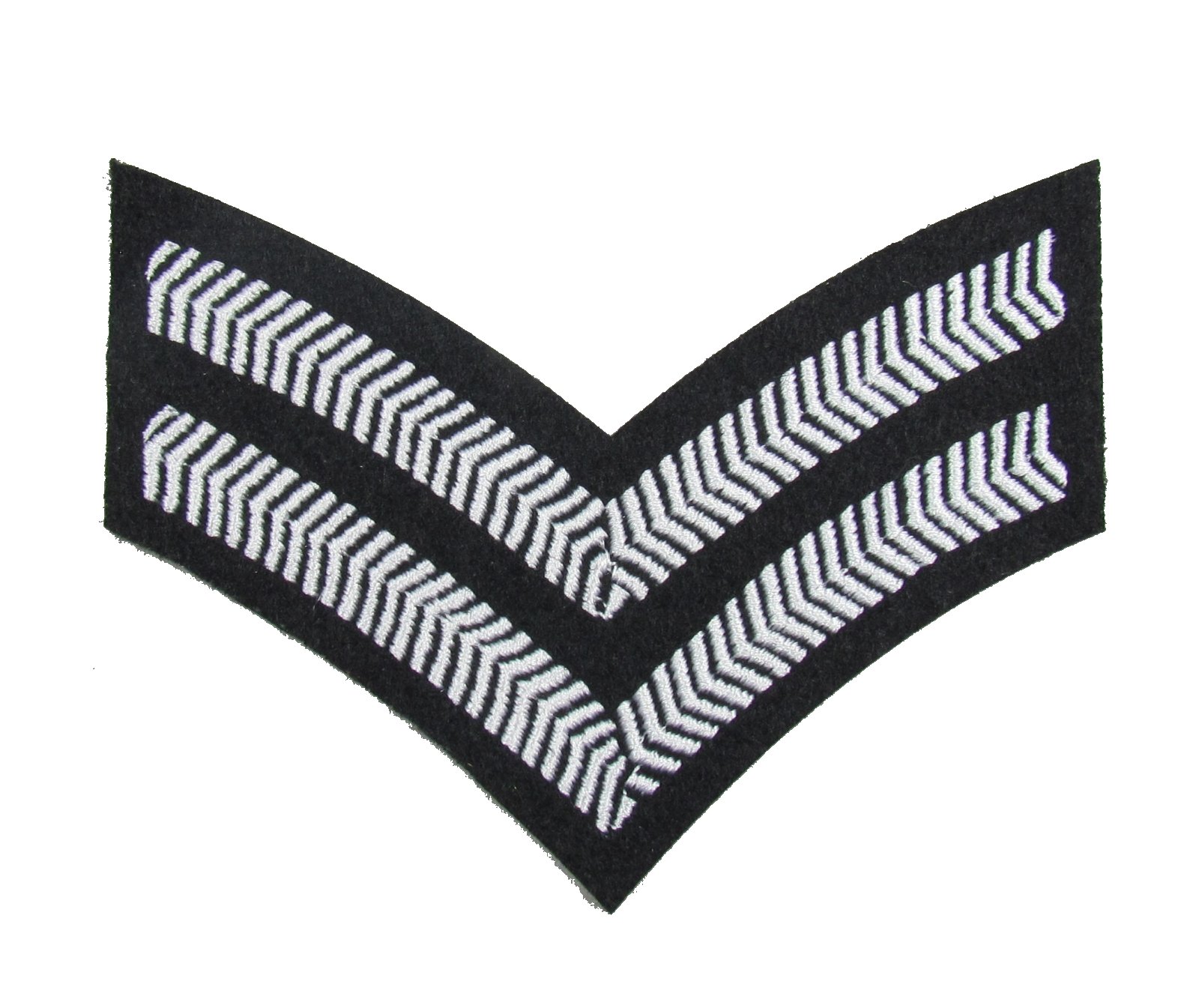 Uniform Store London Men's White Chevron Corporal Stripes Army Military Snco Rank On Black 2 Bars R1814