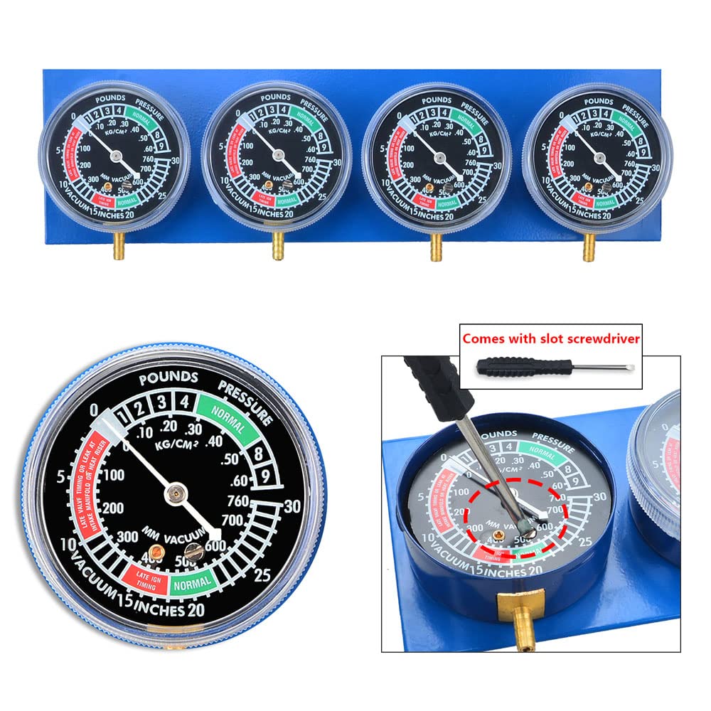 LANRU 4 Cylinder Carburetor Synchronizer Kit Vacuum Gauge Balancer Sync Balancing Gauges for Motorcycle Motorbike Carbs