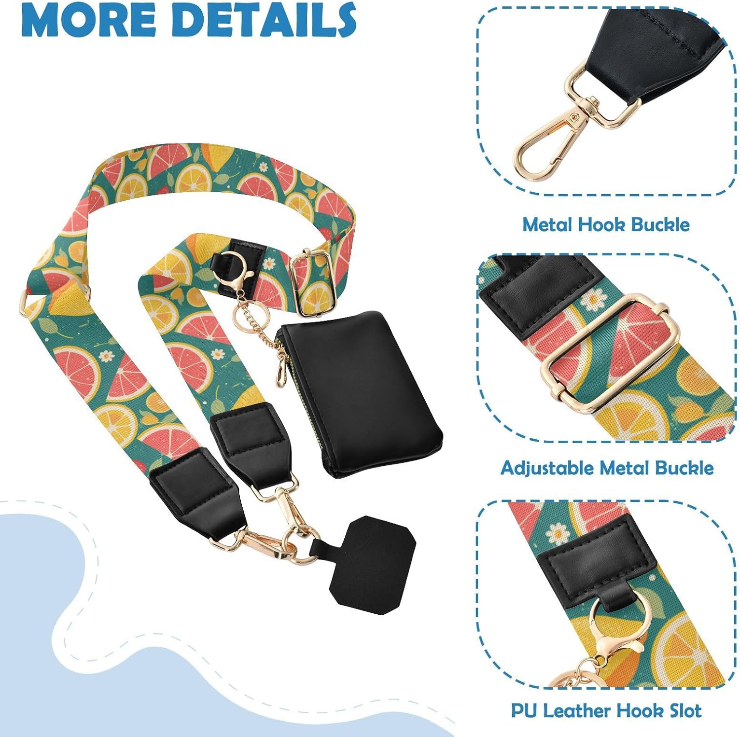 Phone Lanyard Summer Fresh Fruits Blue Crossbody Phone Lanyard | Crossbody Lanyard with Wallet,,Birthday Gifts for Friends,