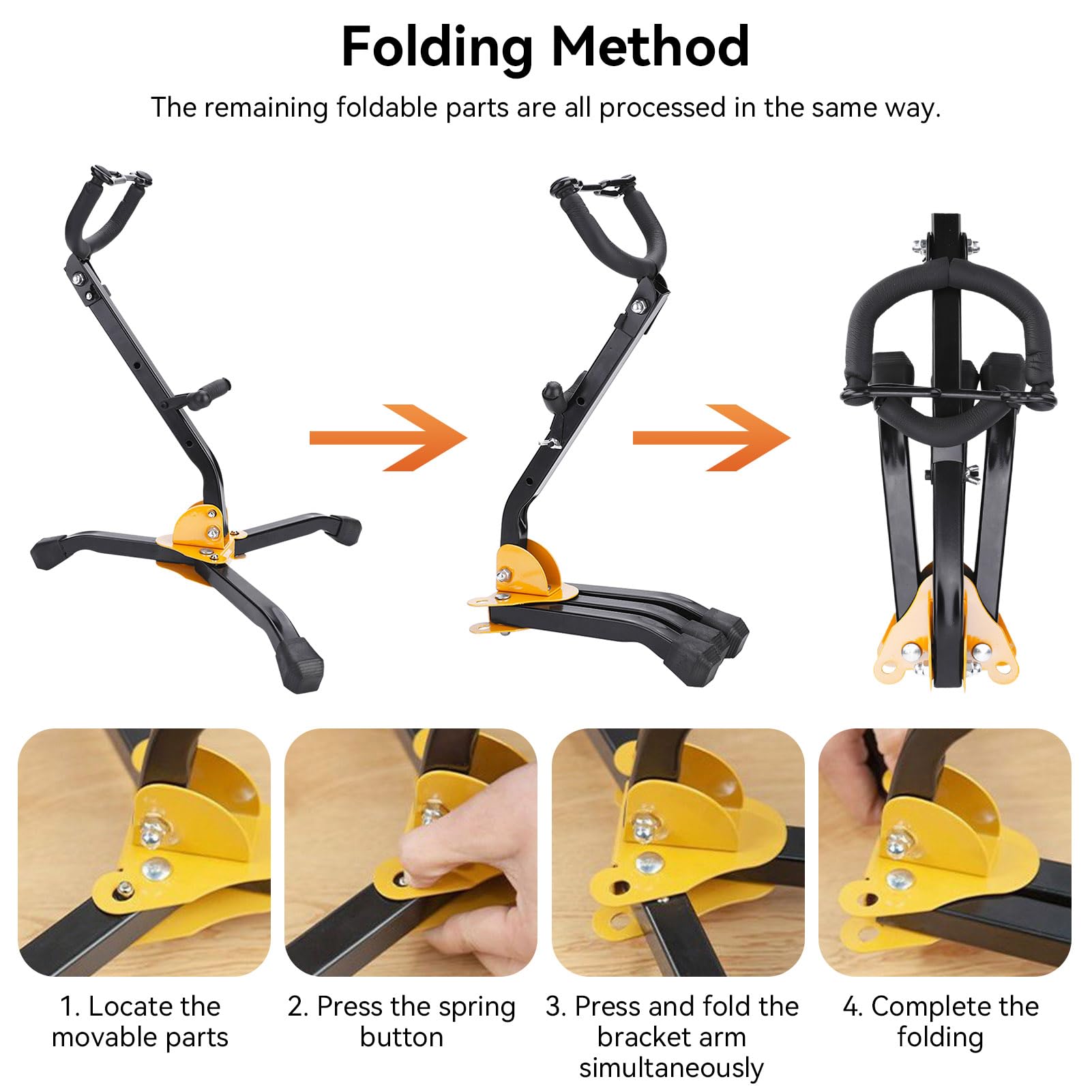 Support de saxophone, trépied pliable et réglable en métal support portable pour saxophone avec base triangulaire pour accessoires d'instruments de musique