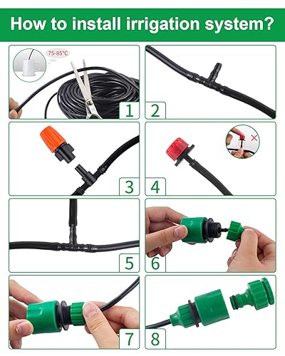 Miniatura 3 de Sistema automático de riego por goteo de 50 pies para jardín, kit de micro riego de 1/4 pulgadas con boquilla de nebulización ajustable y goteros,