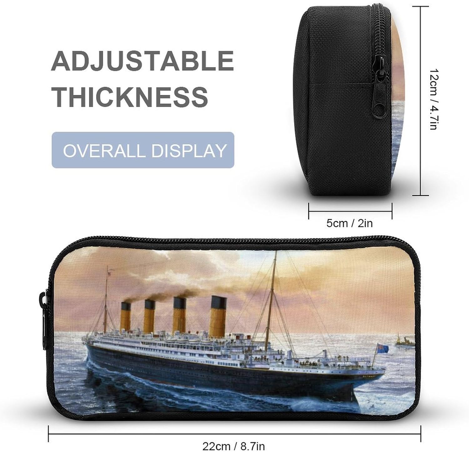 Retro Titanic Famous Old Historic 3 Piece Backpack Set Cute Travel Daypack Set with Lunch Bag Pencil Case for Men Women
