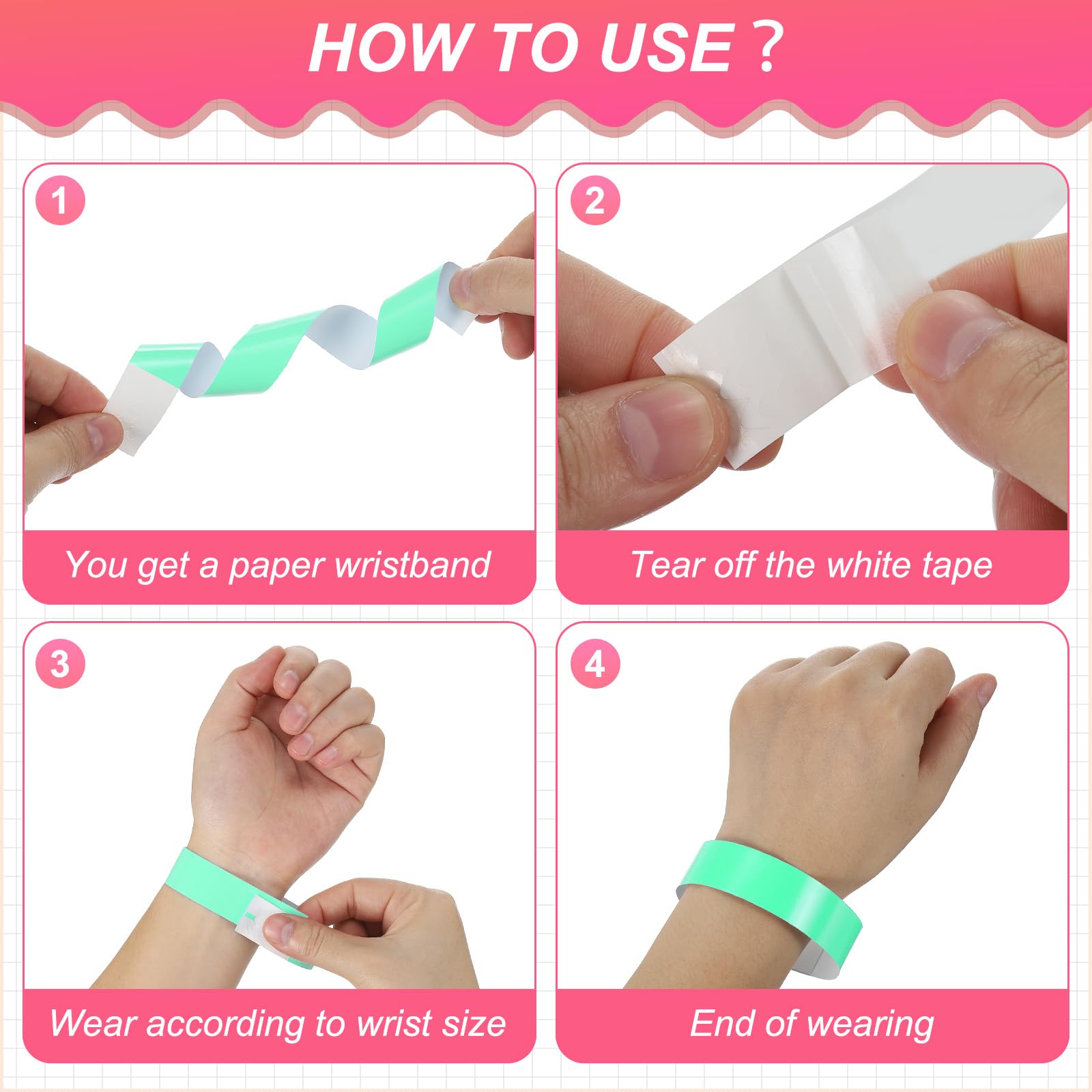 PATIKIL Paper Wristbands for Events 500 Pack Neon Party Wrist Bands - Image 4