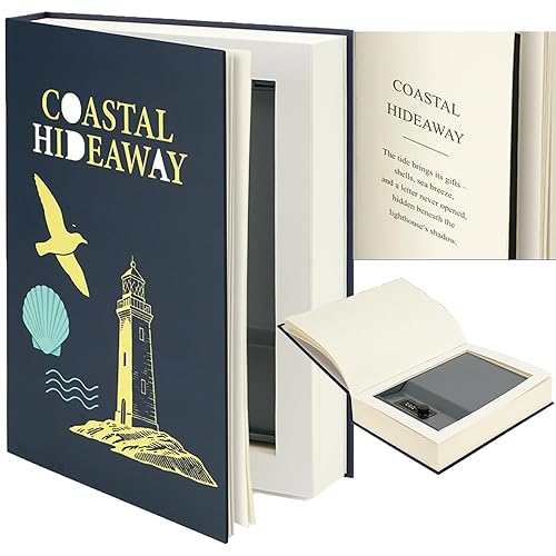 Large Decorative Book Safe with Combination Lock, 10.82"×7.67"×1.77" Hidden Storage