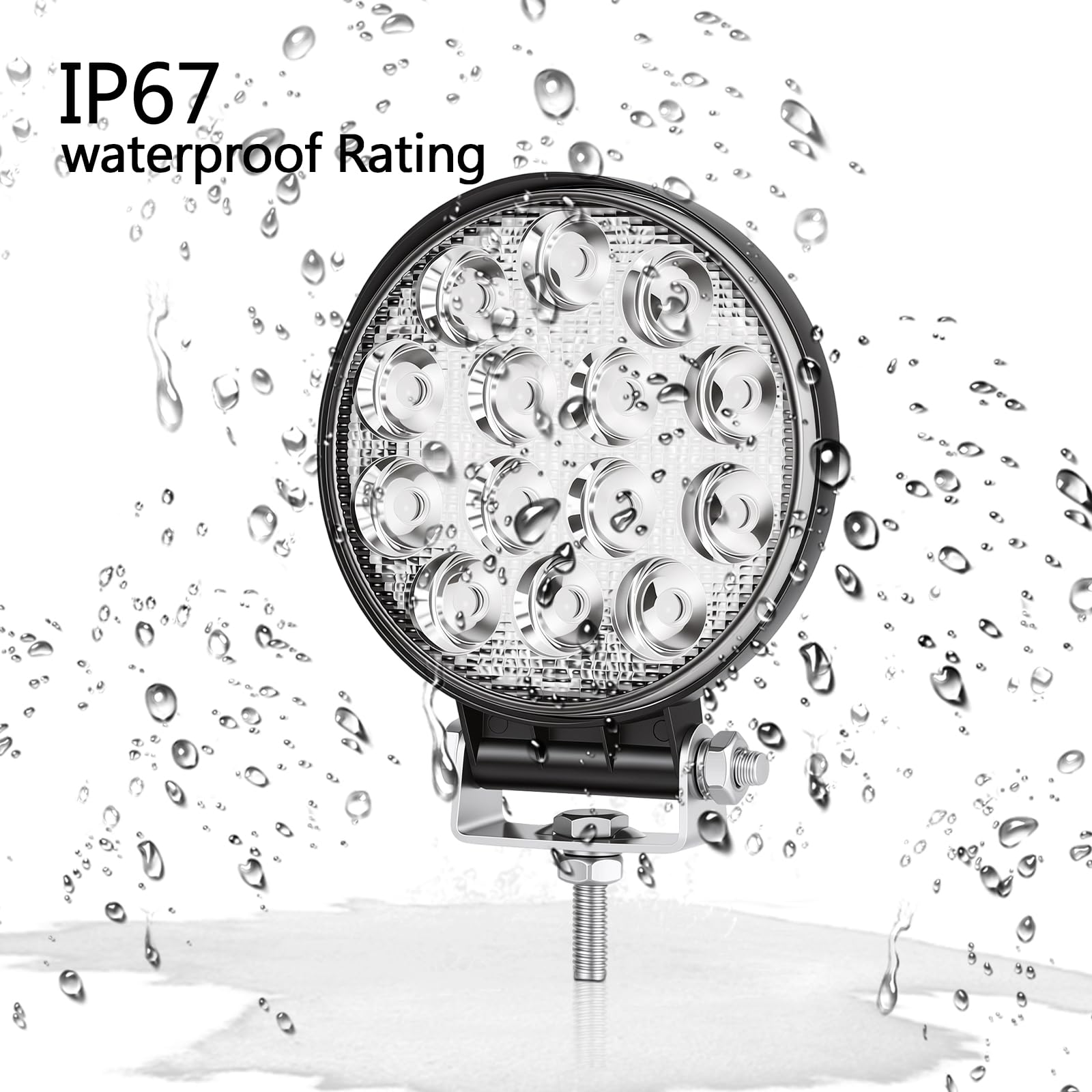 RIGIDON Okrągłe oświetlenie robocze LED, 10 szt., 42 W, wiązka powodziowa, 12 V, 24 V, lampa do samochodu, terenowego, łodzi, ciężarówki, 4 x 4 SUV, ATV, ciągników, koparki, 6000 K, białe, lampa