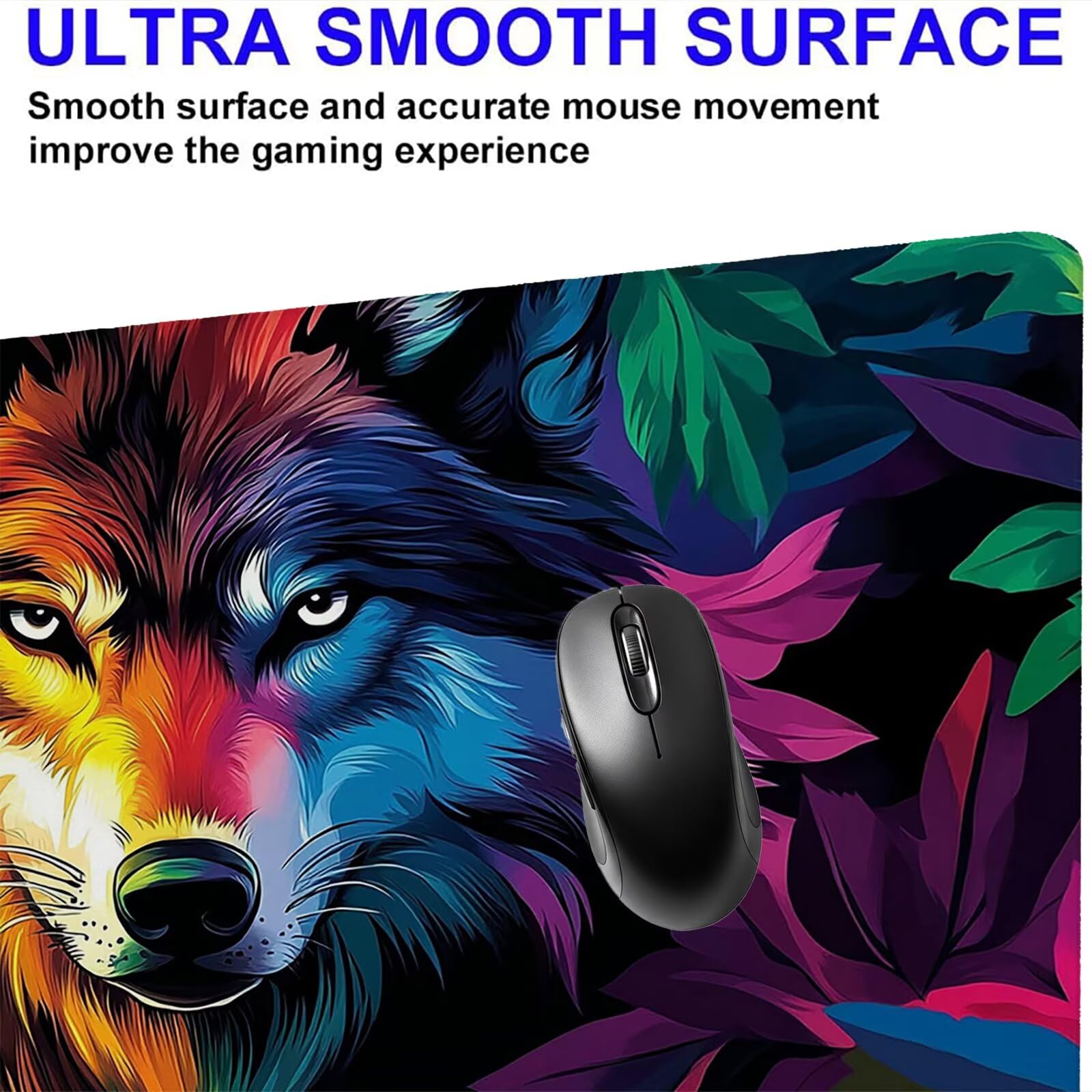 Podkładka pod mysz wilk/zwierzę XXL 1500 x 800 mm duża podkładka pod mysz szyte krawędzie wodoodporna antypoślizgowa duże rozszerzone akcesoria biurowe do komputera, przenośny poprawia dokładność i