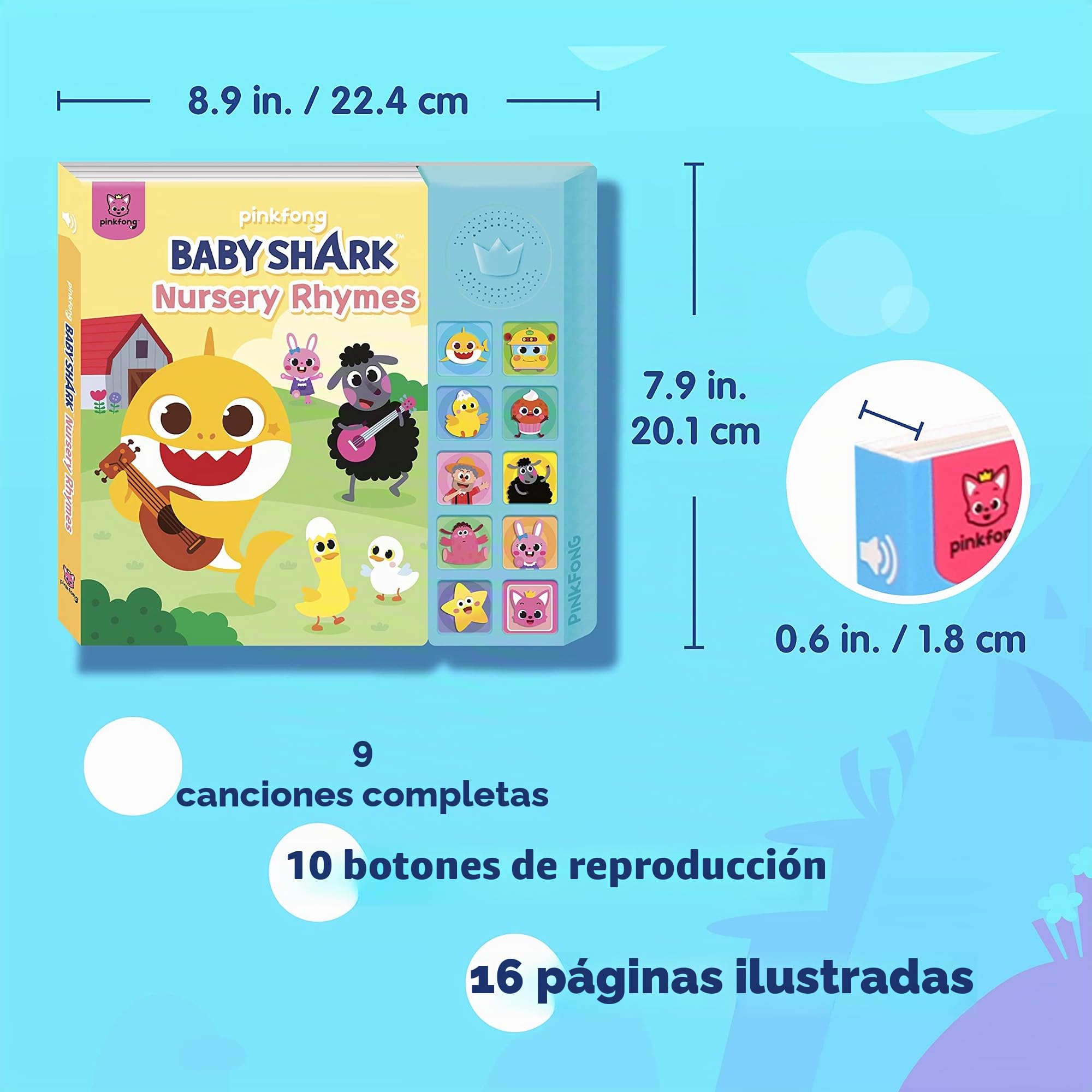 Pinkfong Baby Shark Libro de Sonido de 10 Botones de Canciones, Aprendizaje Temprano e Interactivo para Niños Pequeños, Juguetes Educativos