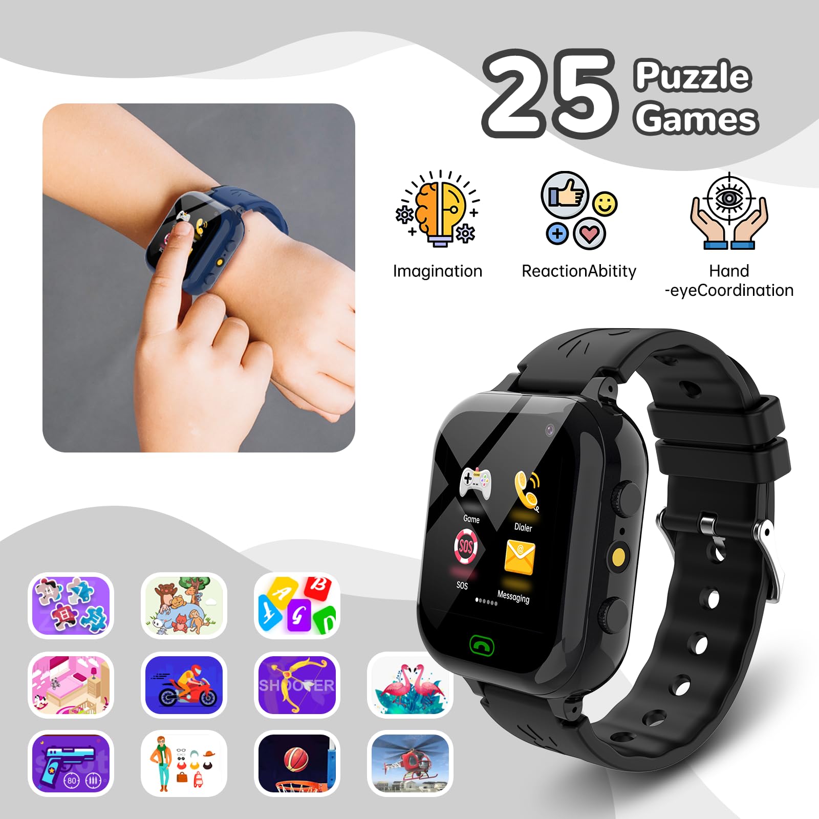 MiracDan Smartwatch per Bambini con 25 Giochi - Dettaglio